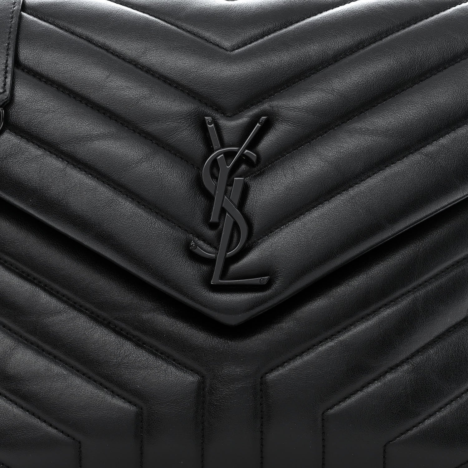 Saint Laurent Calfskin Y Quilted Monogram Monochrome Medium Loulou Chain Satchel Black 8 of 15