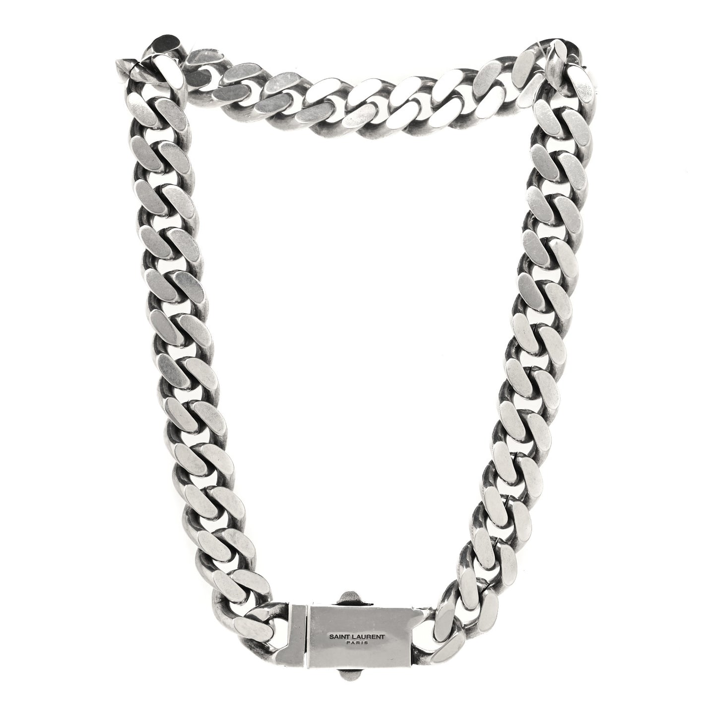 Metal Curb Chain Necklace Oxidized Silver