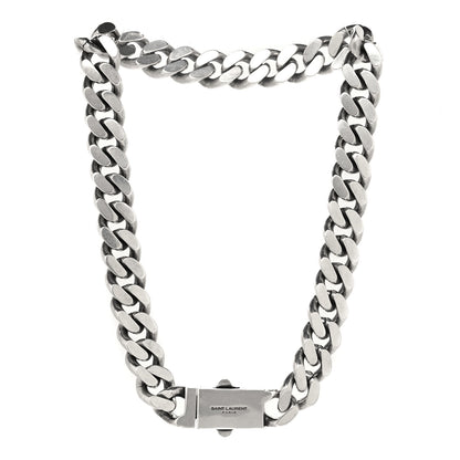 Saint Laurent Metal Curb Chain Necklace Oxidized Silver 3 of 4