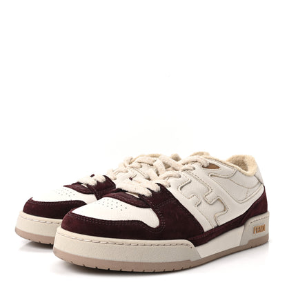 Fendi Grained Calfskin Mens Fendi Match Low Top Sneakers 7 White Burgundy Amber 4 of 8