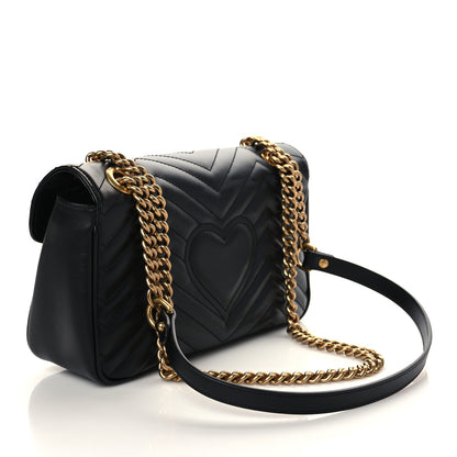 Gucci Calfskin Matelasse Small GG Marmont Shoulder Bag Black 3 of 7