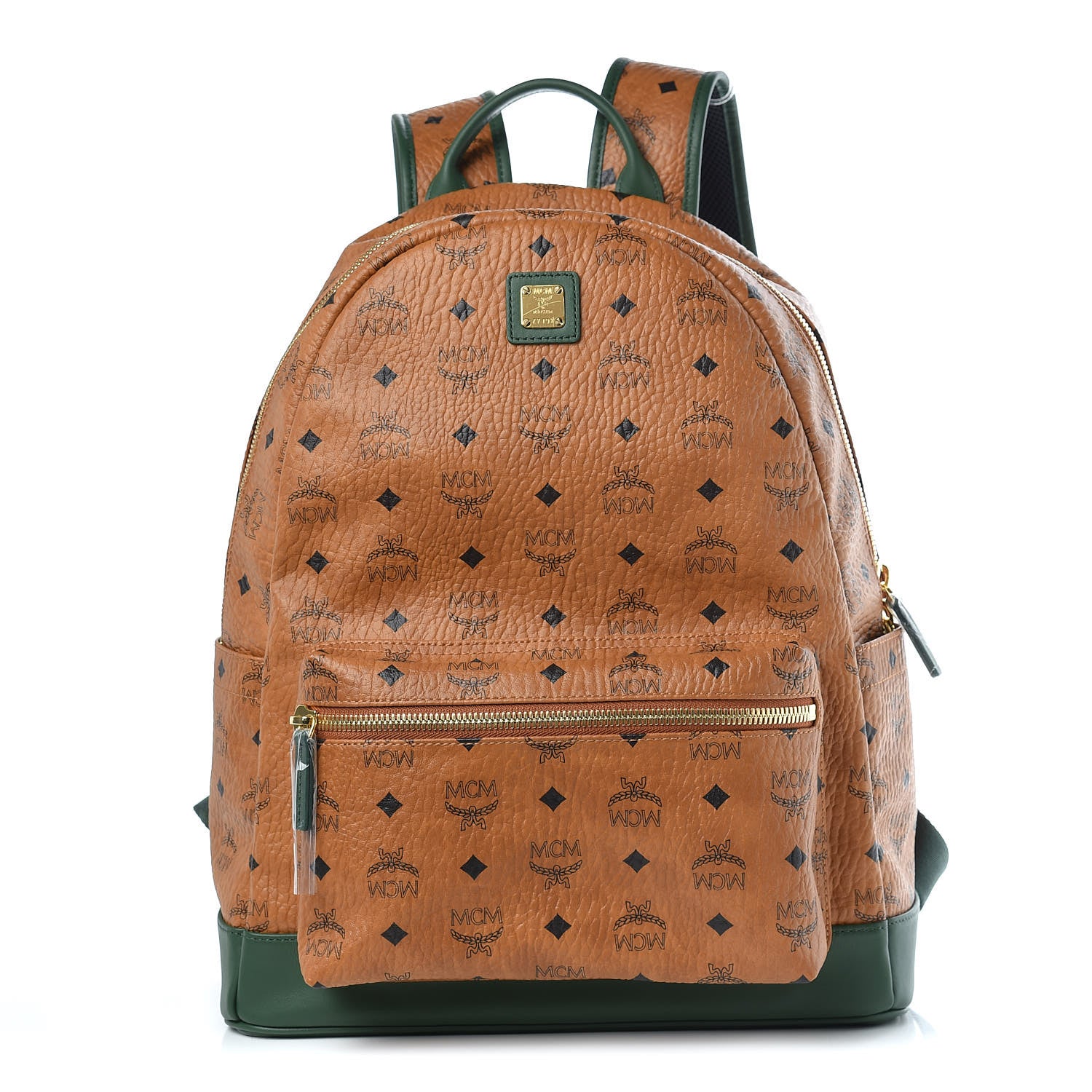 MCM Visetos Medium Stark Backpack Cognac Safari Green 1 of 10