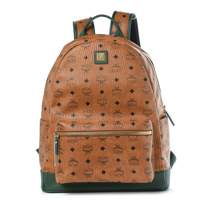 MCM Visetos Medium Stark Backpack Cognac Safari Green 1 of 10