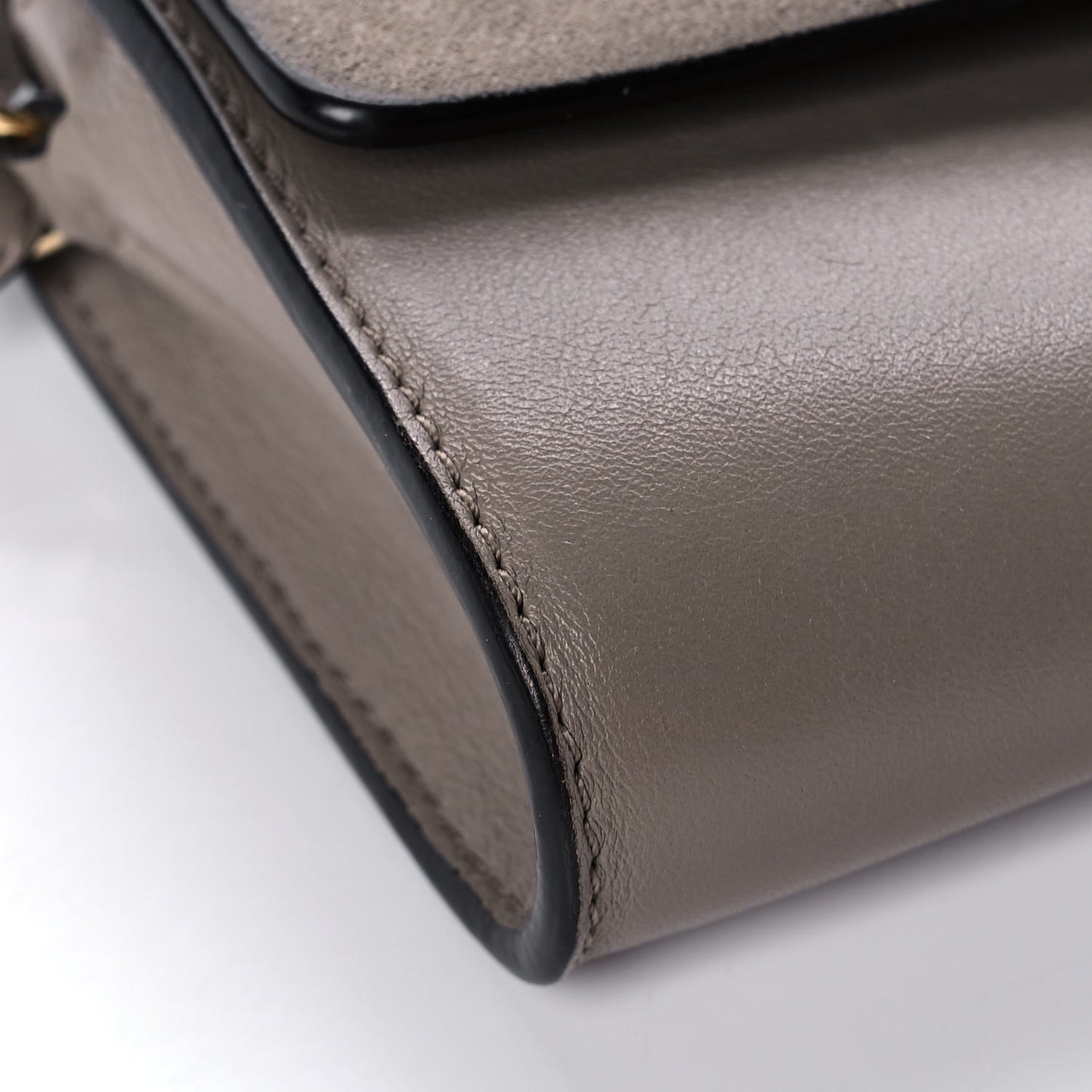 Suede Calfskin Mini Faye Shoulder Bag Motty Grey