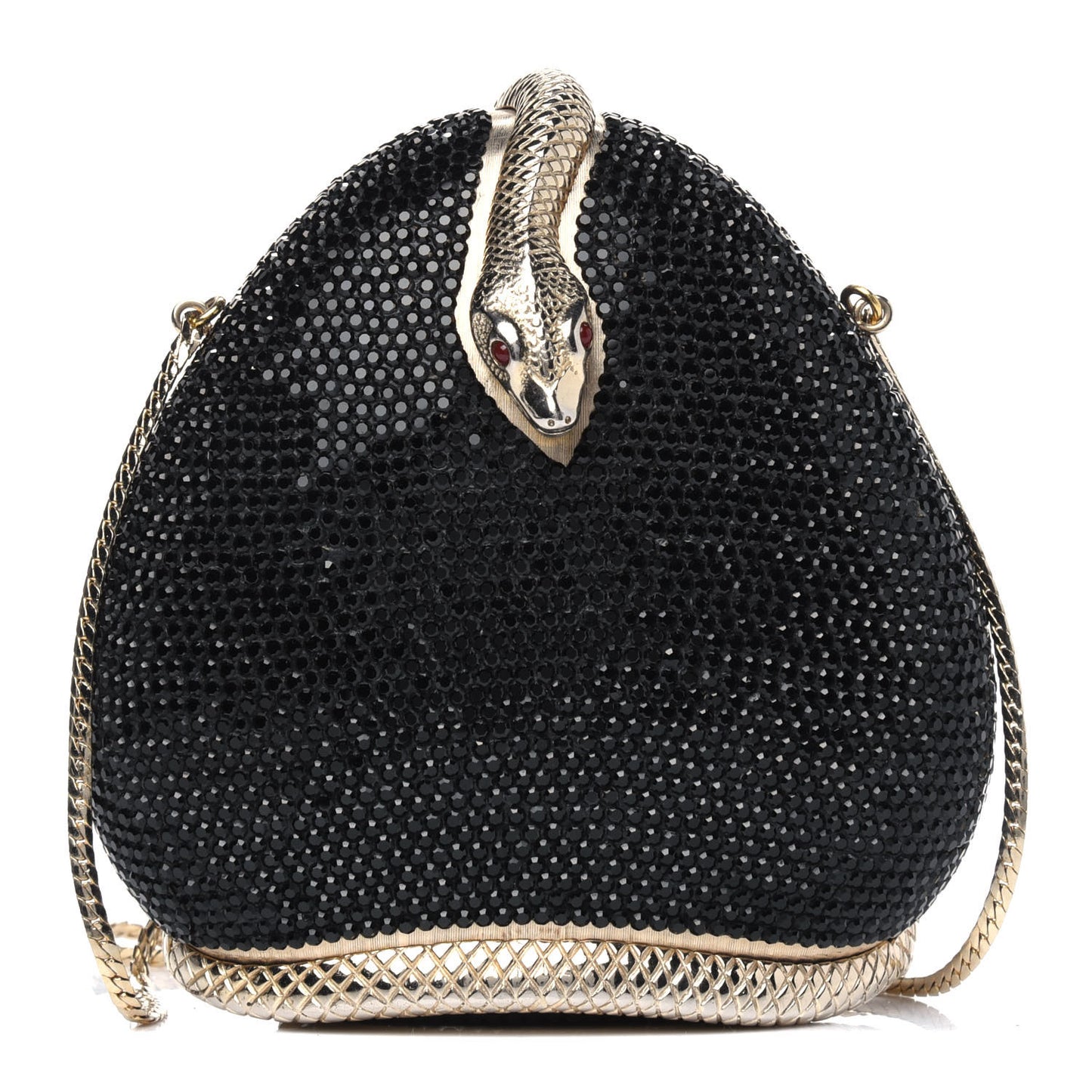 Swarovski Crystal Serpent Minaudiere Clutch Black Gold