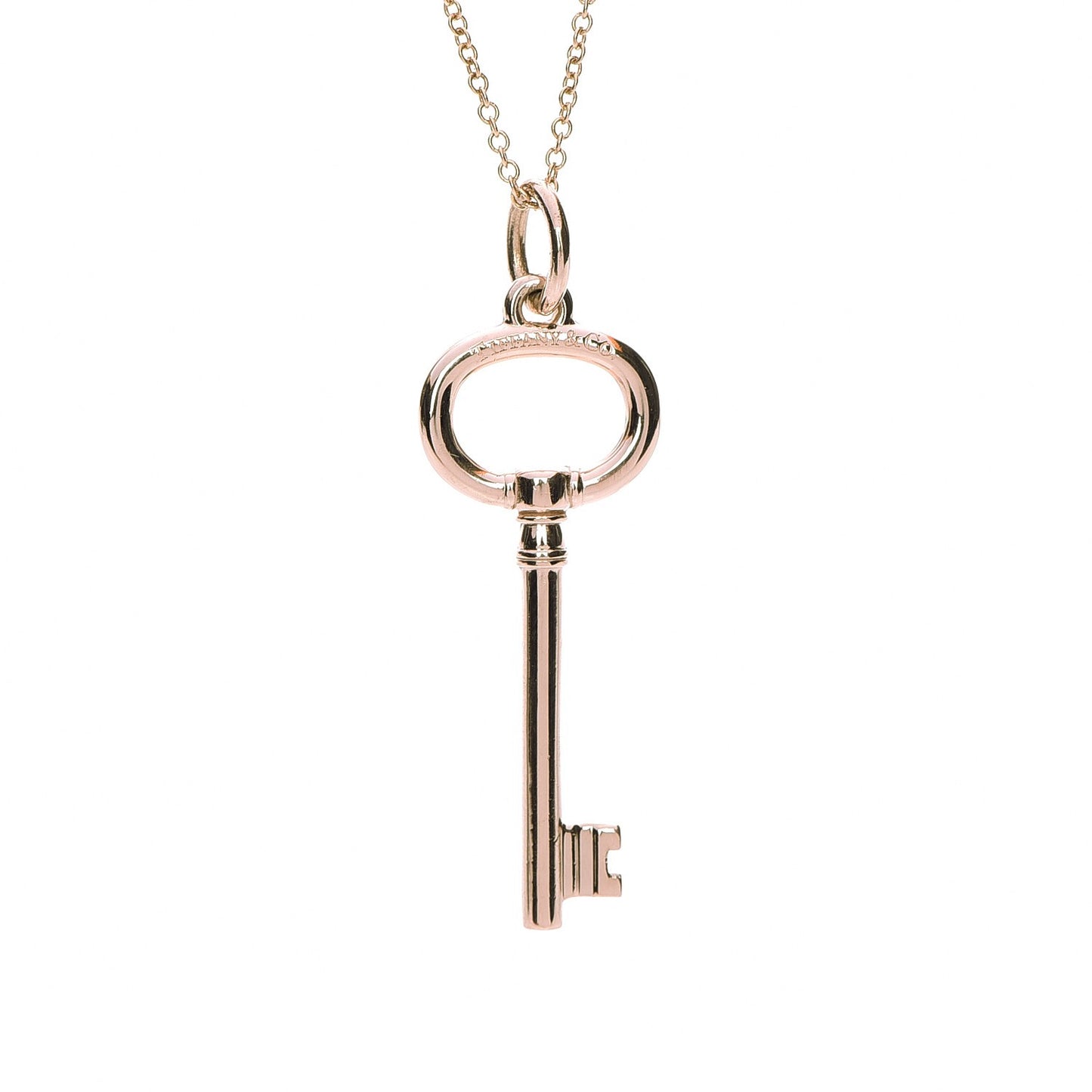 18K Rose Gold Small Oval Key Pendant Necklace
