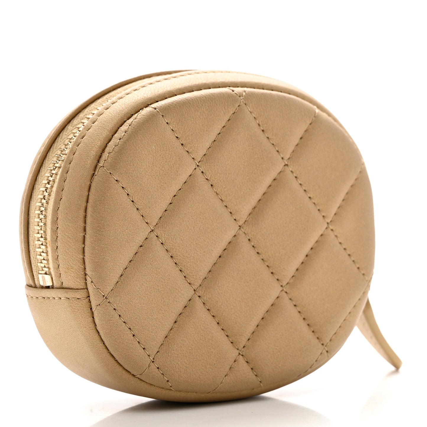 Metallic Lambskin Quilted Zip Around Classic Coin Purse Gold