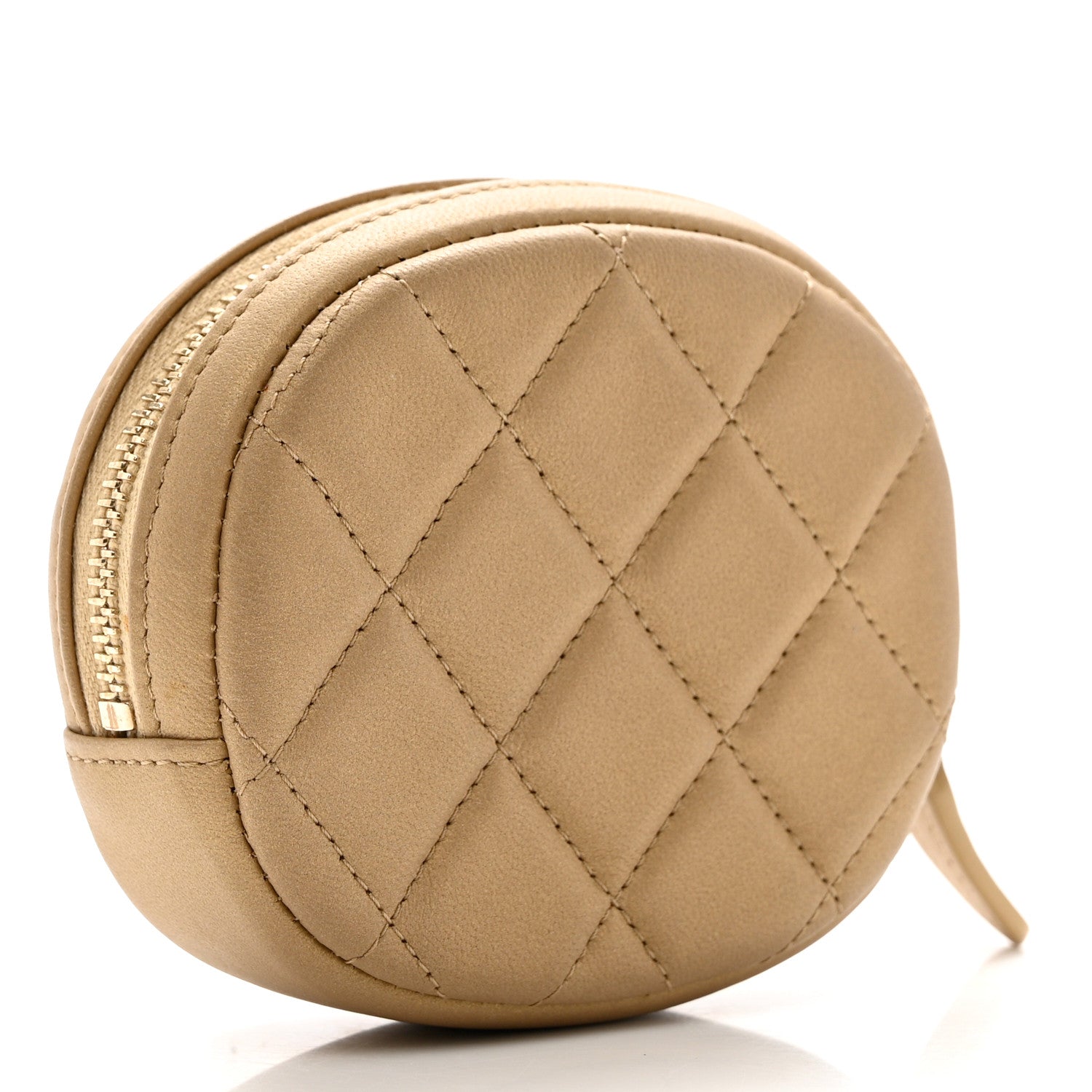 Chanel Metallic Lambskin Quilted Zip Around Classic Coin Purse Gold 2 of 8
