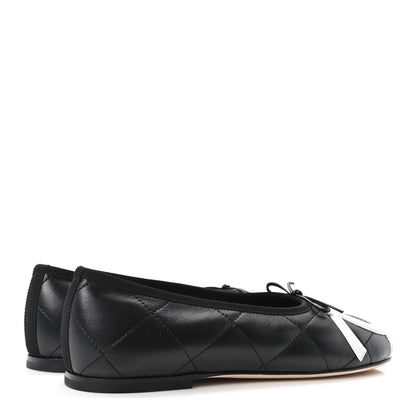 Chanel Lambskin Quilted CC Cambon Ballet Flats 39 Black White 5 of 10