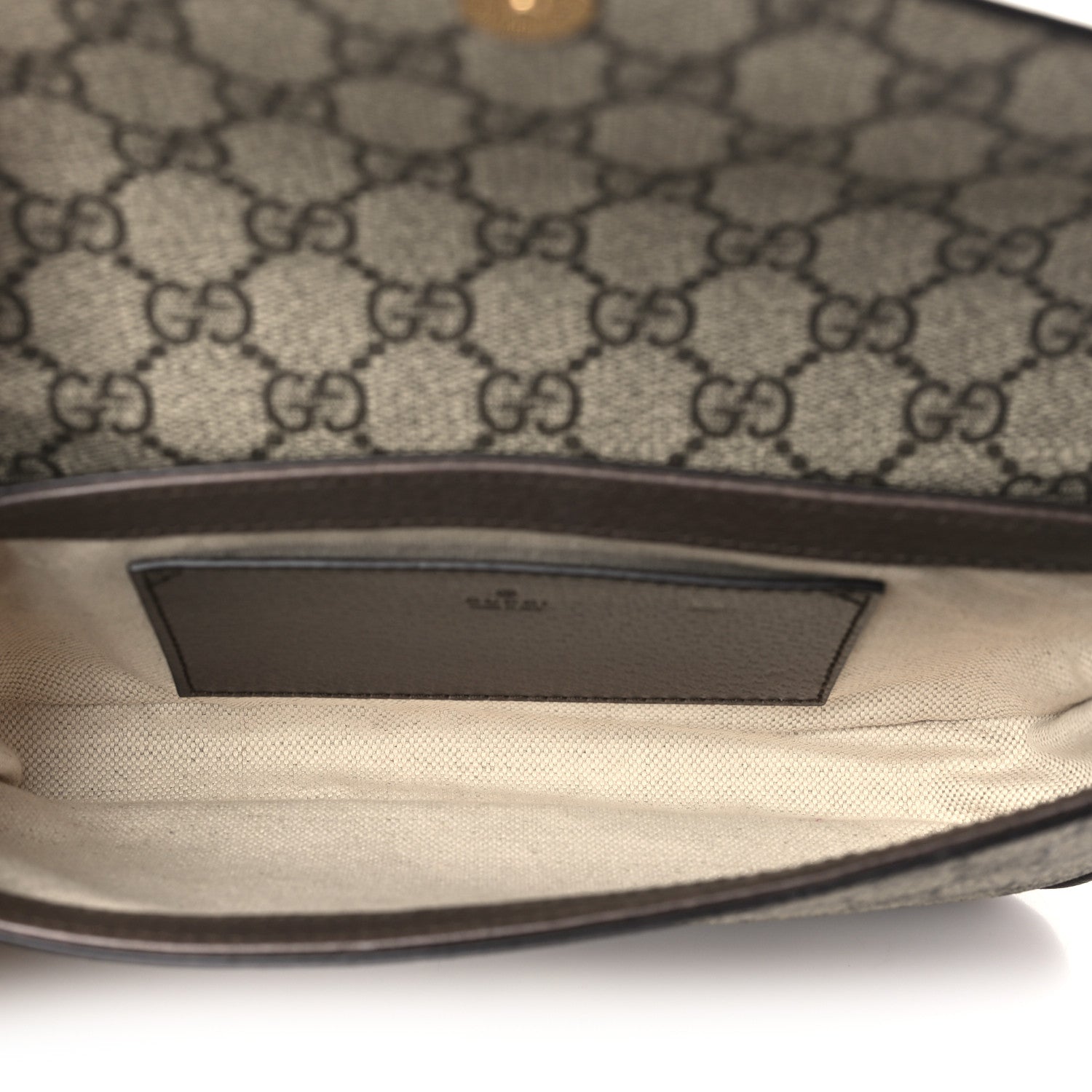 Gucci GG Supreme Monogram Textured Dollar Calfskin Web Mini Ophidia Envelope Shoulder Bag Beige Ebony New Acero 5 of 11