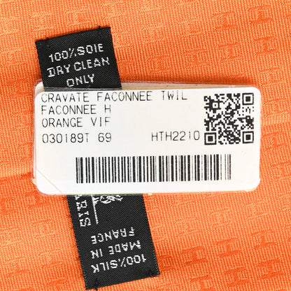 Hermes Silk Mens Faconee H Tie Orange Vif 4 of 4