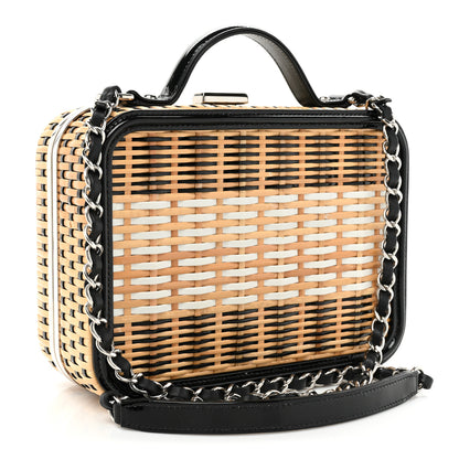Chanel Raffia Patent Medium CC Filigree Vanity Case Black 3 of 12