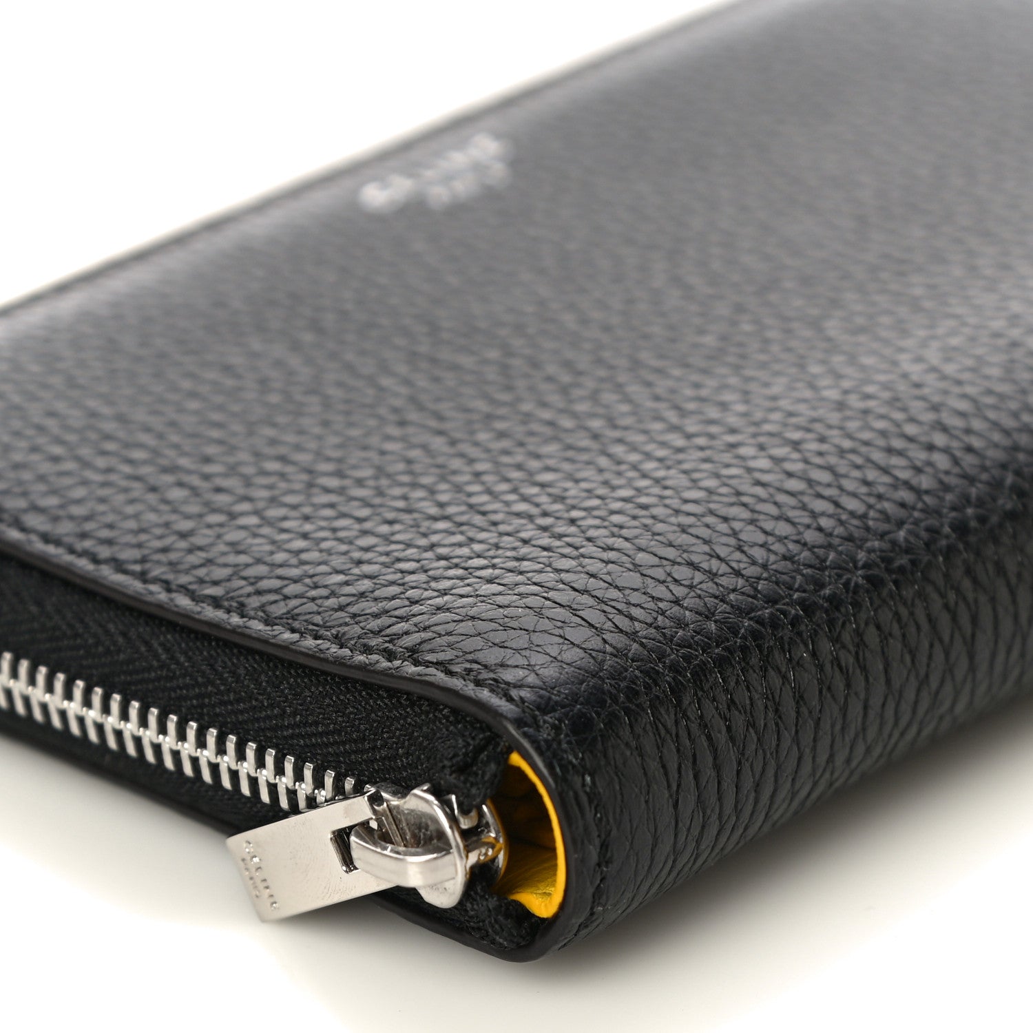Celine Drummed Calfskin Zip Around Multifunction Wallet Black Citron 8 of 9