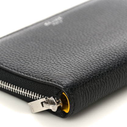 Celine Drummed Calfskin Zip Around Multifunction Wallet Black Citron 8 of 9