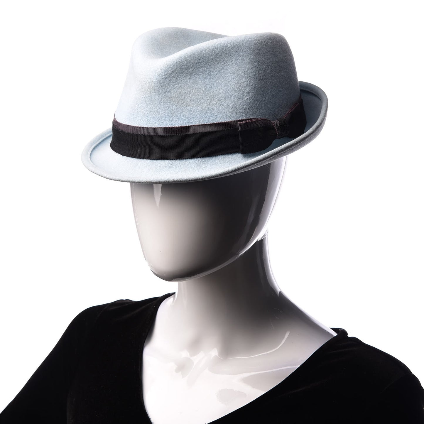 Rabbit Fur Felt CC Fedora Hat M Light Blue