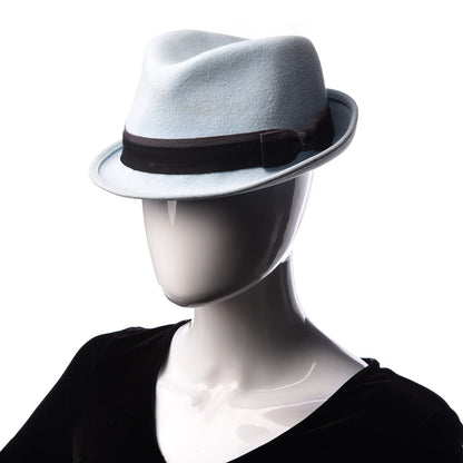 Chanel Rabbit Fur Felt CC Fedora Hat M Light Blue 2 of 11