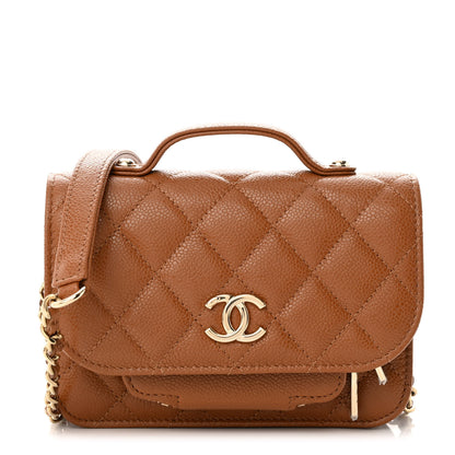 Chanel Caviar Quilted Business Affinity Clutch With Chain Flap Camel 1 of 13