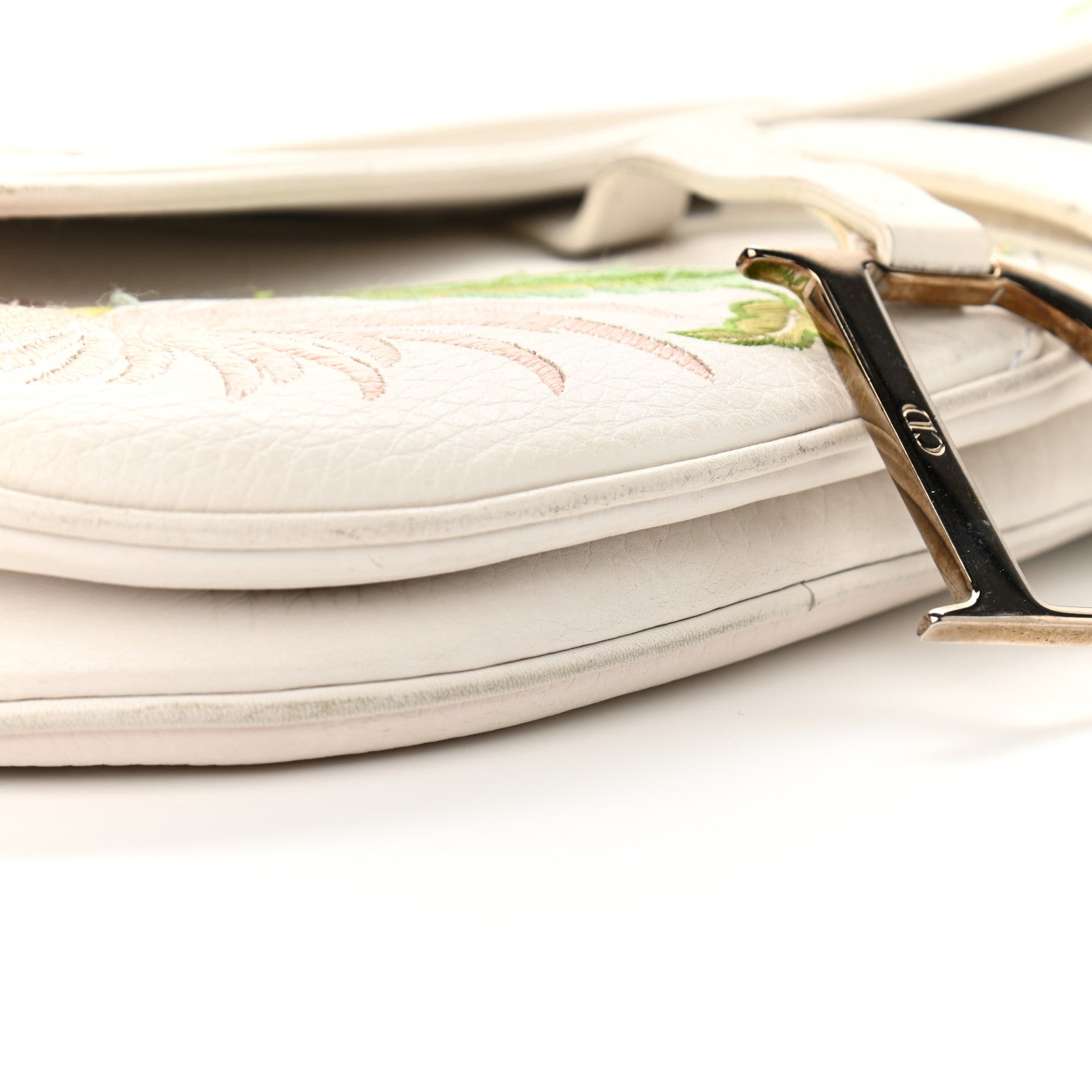 Christian Dior Calfskin Embroidered Romantic Flowers Saddle Bag White 11 of 16