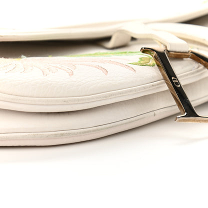 Christian Dior Calfskin Embroidered Romantic Flowers Saddle Bag White 11 of 16
