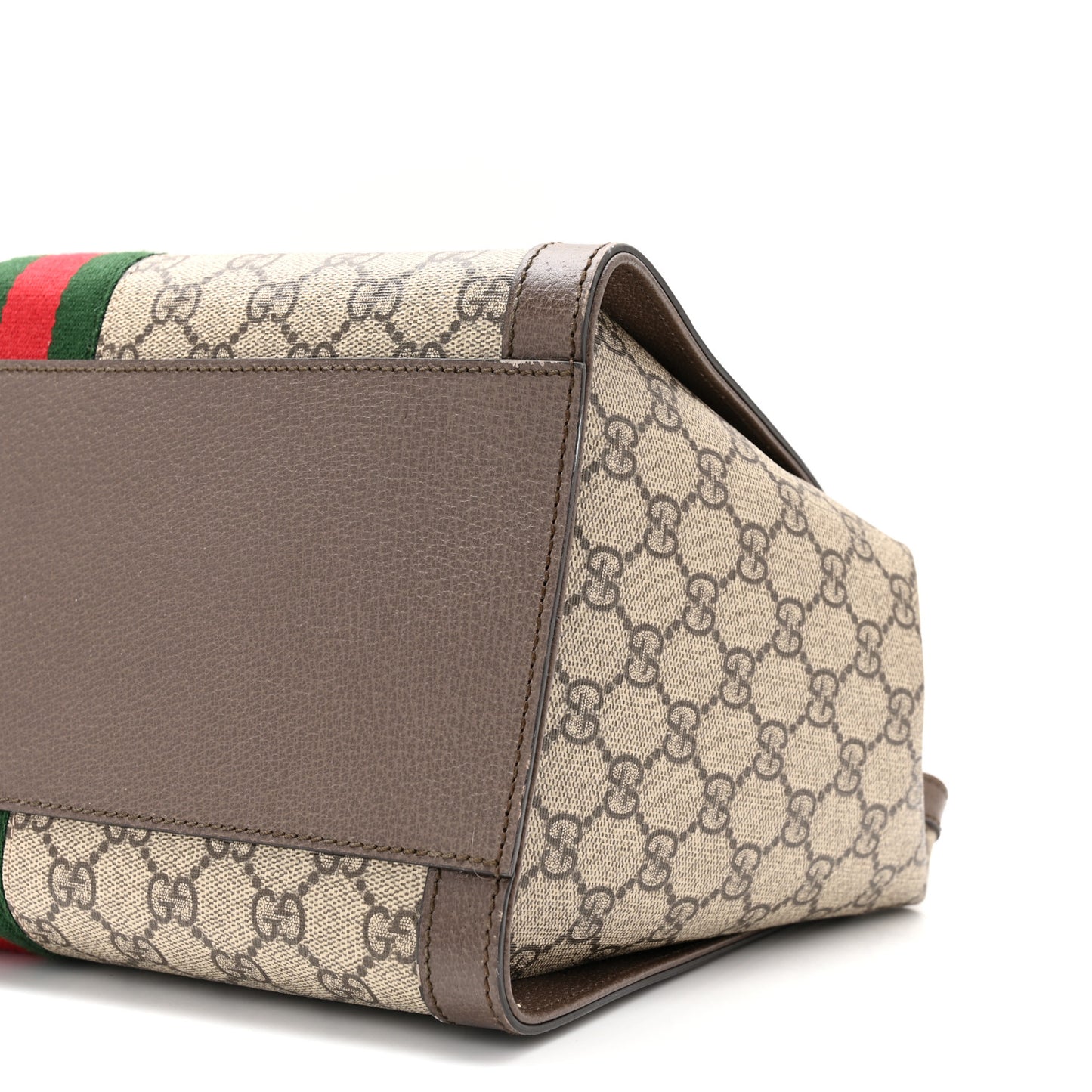 GG Supreme Monogram Web Medium Ophidia Tote Bag Brown