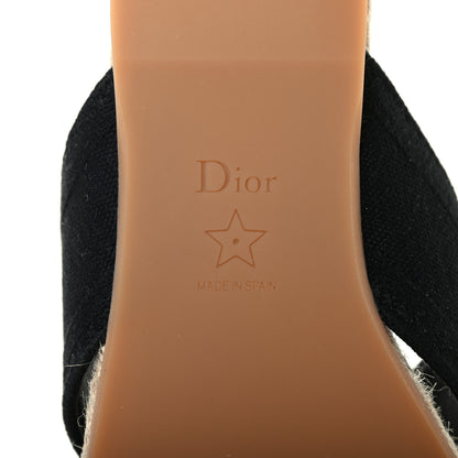 Christian Dior Canvas Embroidered Granville Espadrille Crisscross Flat Slide Sandals 35 Black 6 of 8