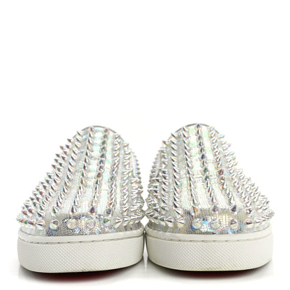 Christian Louboutin Calf Lame Womens Spikes Roller Boat Flat 36.5 White Clear 3 of 10