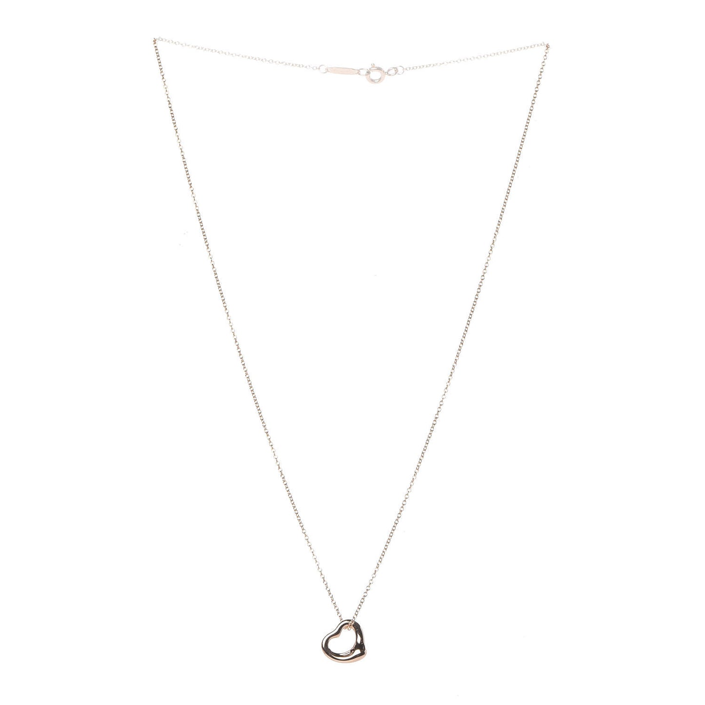 18K Rose Gold 11mm Elsa Peretti Open Heart Pendant Necklace