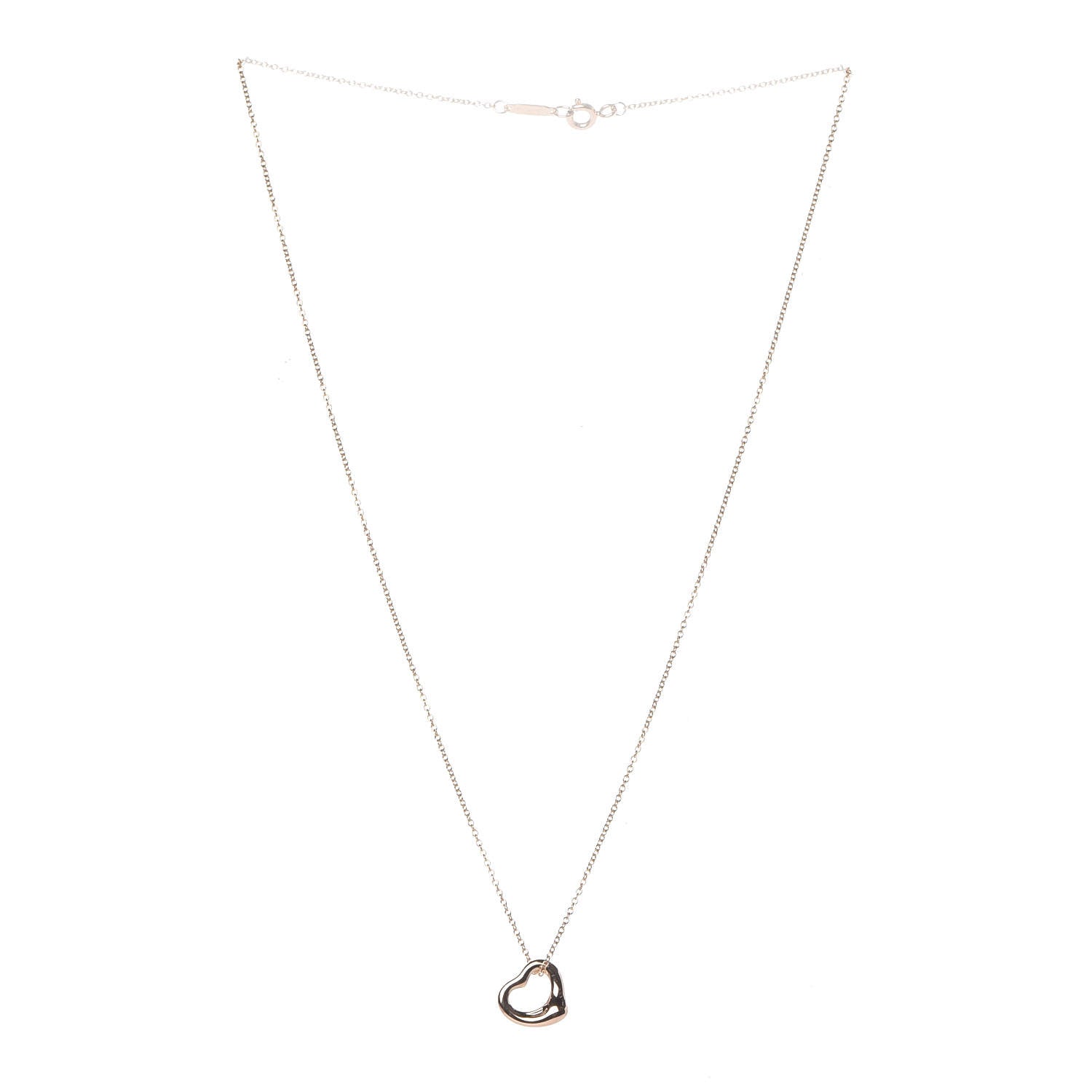 Tiffany 18K Rose Gold 11mm Elsa Peretti Open Heart Pendant Necklace 3 of 7