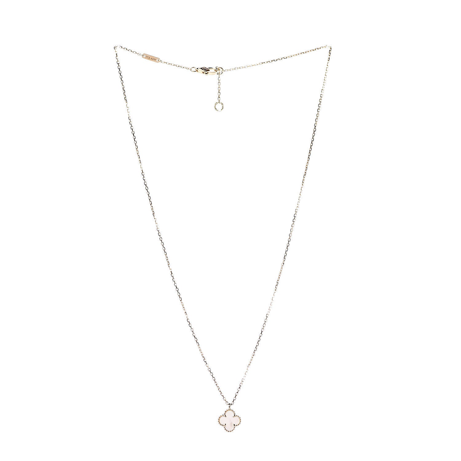Van Cleef & Arpels 18K Yellow Gold Mother of Pearl Sweet Alhambra Pendant Necklace 3 of 6