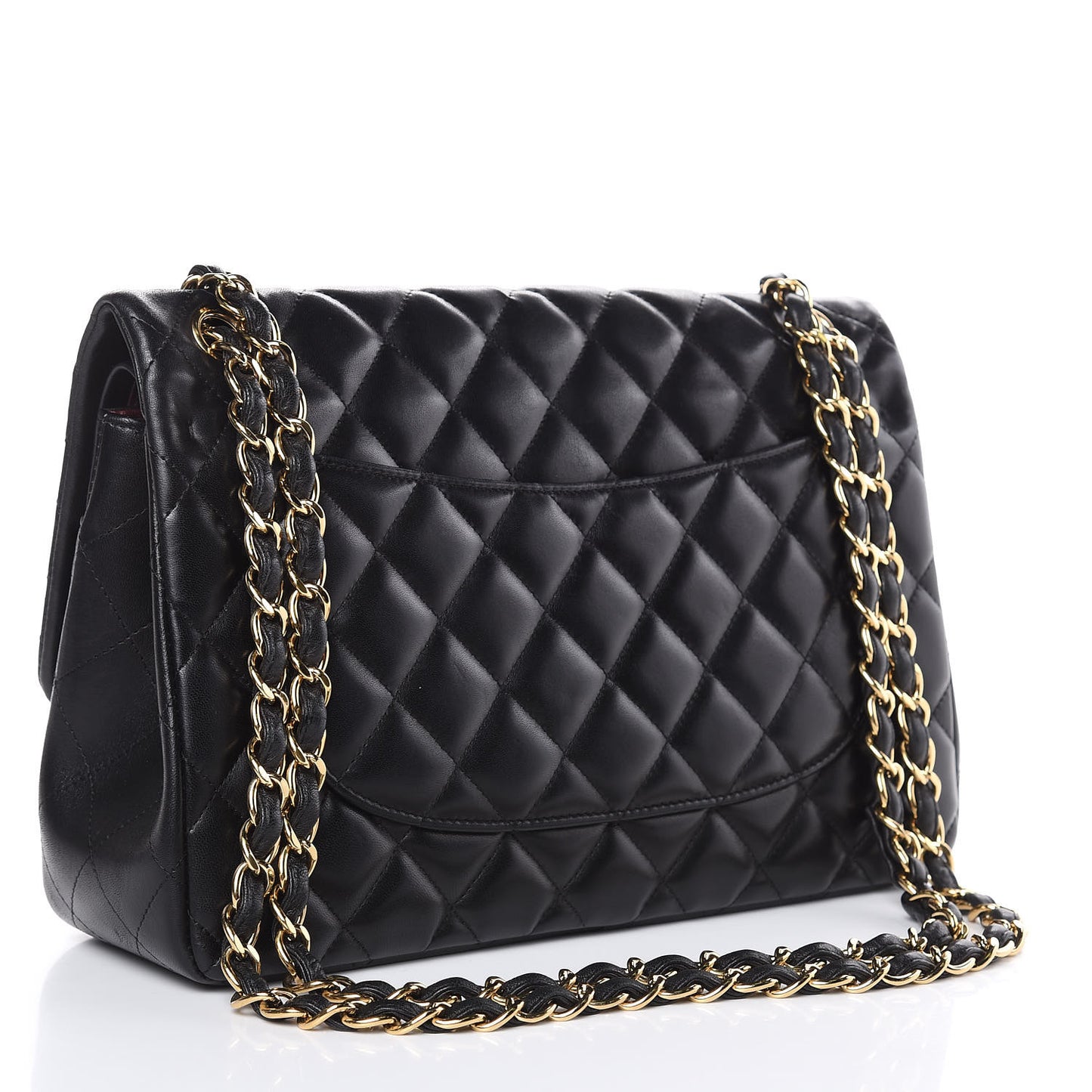 Lambskin Quilted Jumbo Double Flap Black