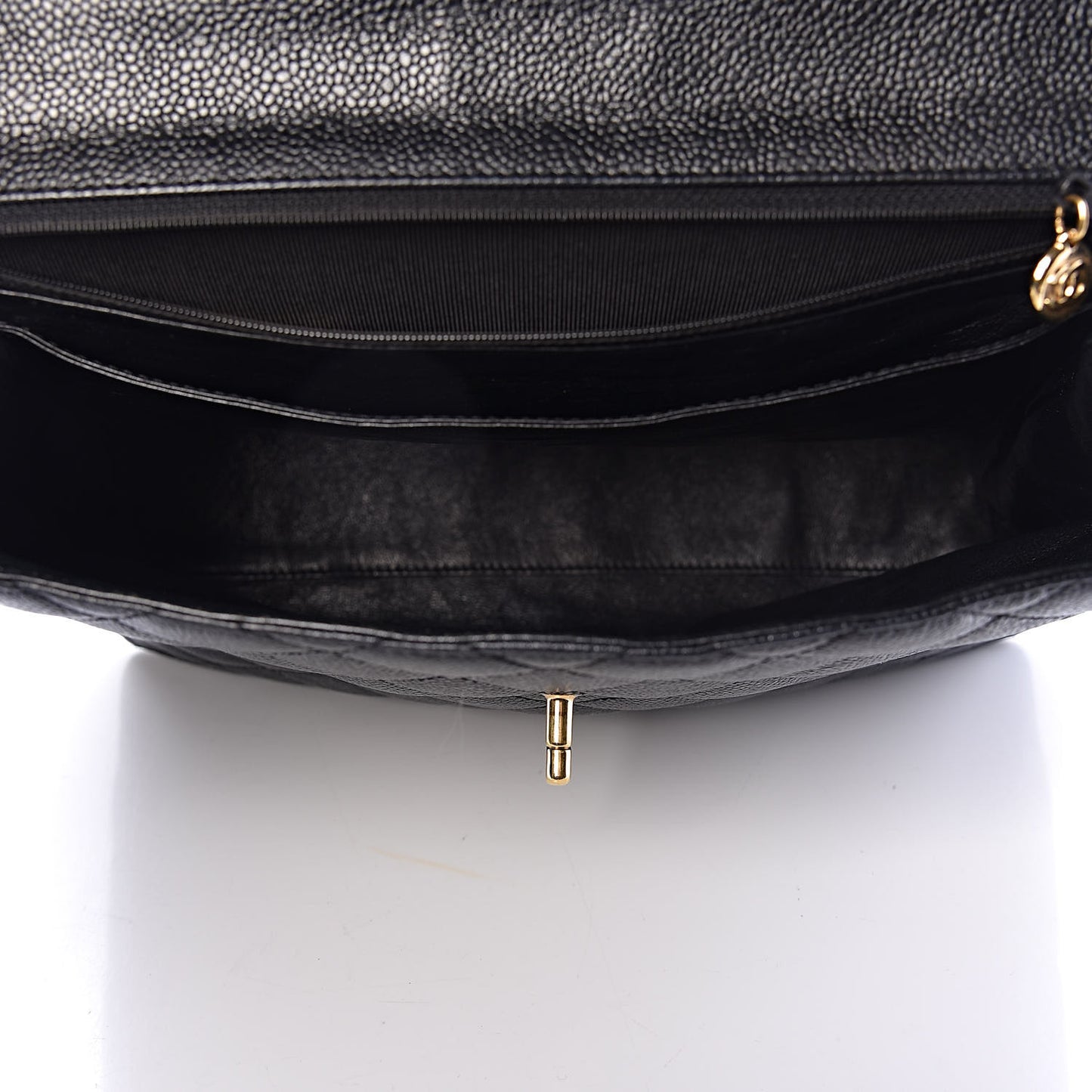 Caviar Quilted Jumbo Kelly Flap Black