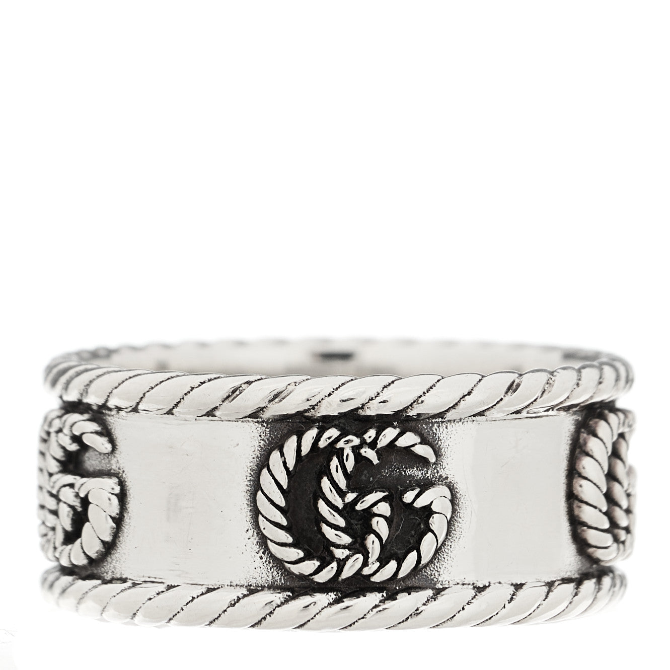 Sterling Silver Torchon GG Marmont Ring 57 8