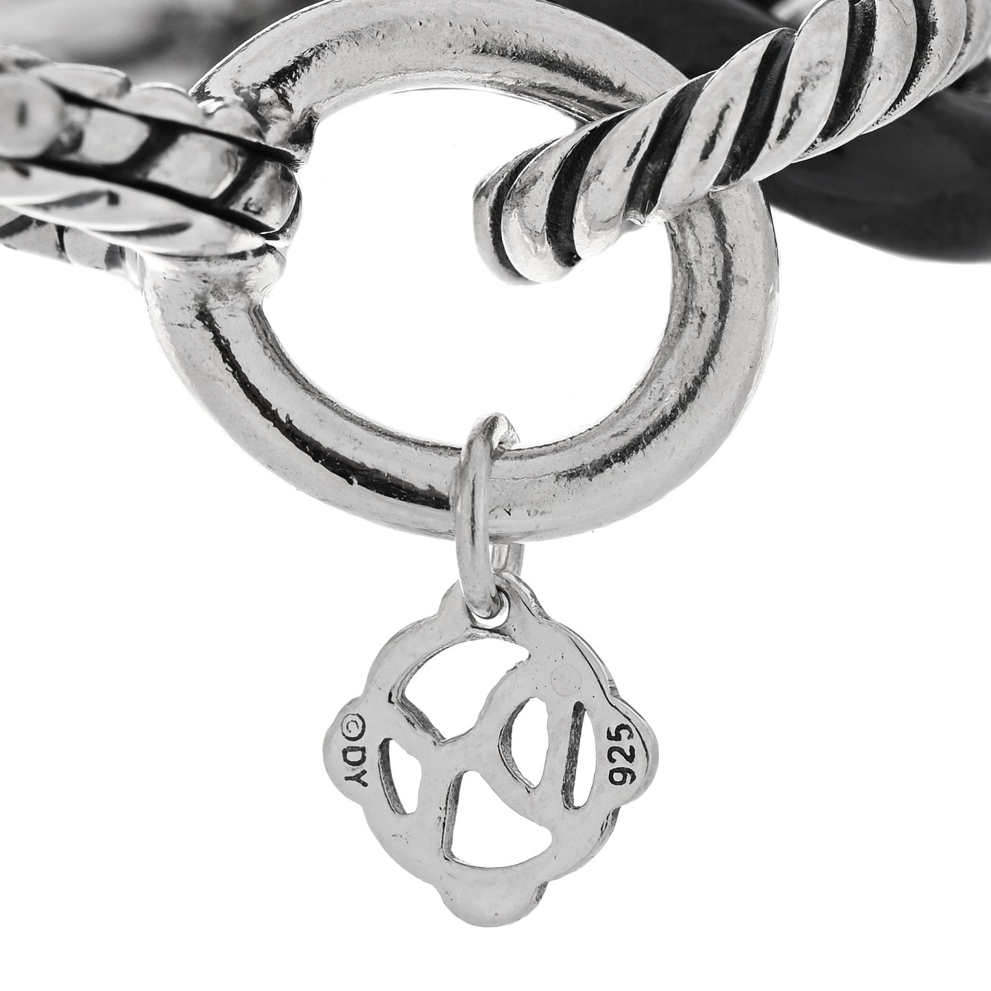 Sterling Silver Ceramic 13mm Large Oval Link Bracelet Black