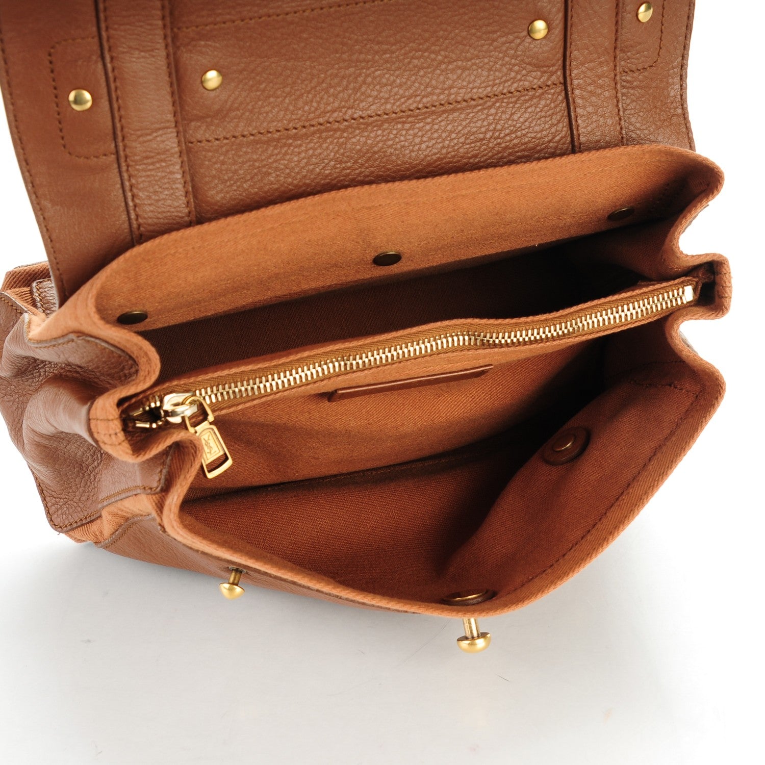 Saint Laurent Calfskin Canvas Small Muse Two Cognac 5 of 8