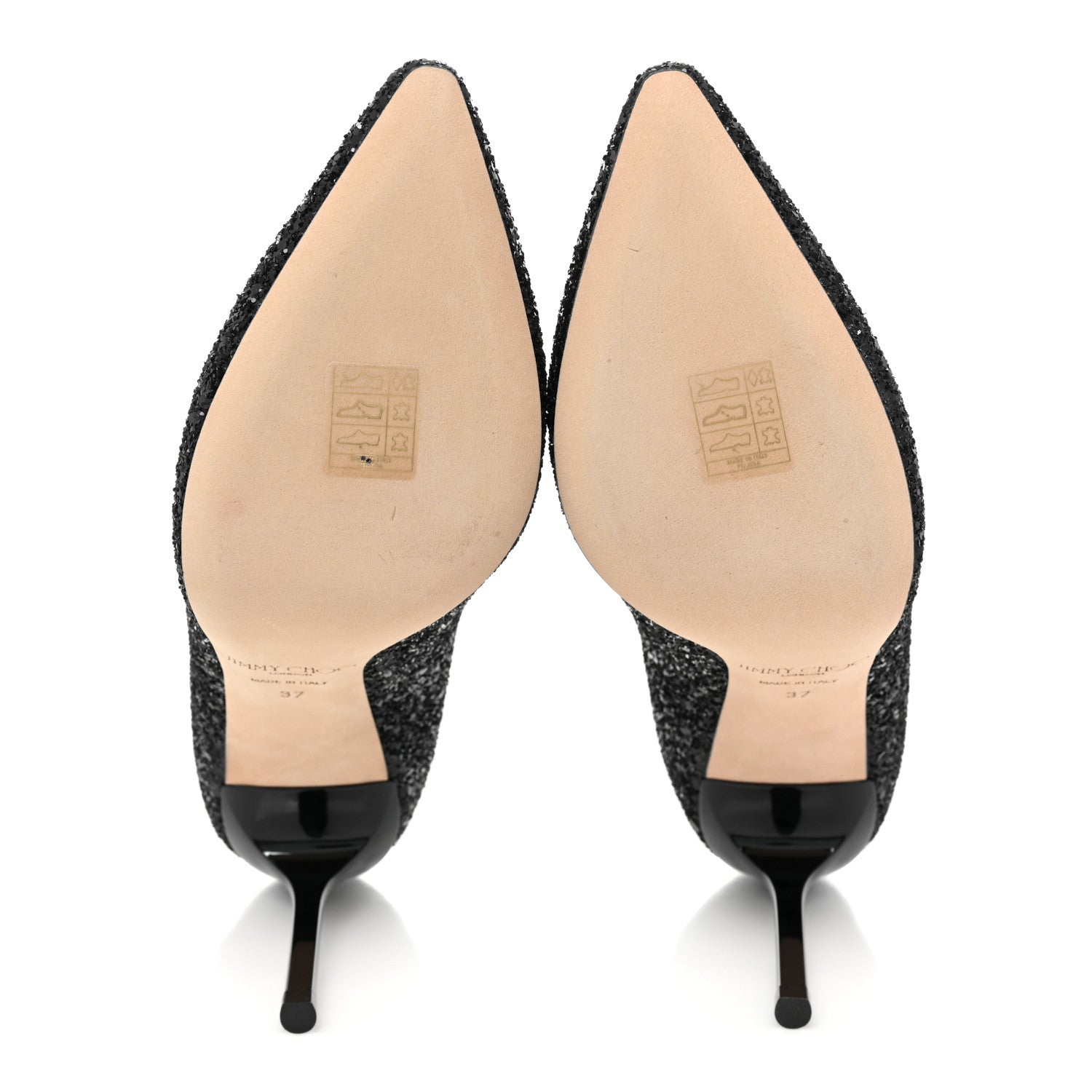 Jimmy Choo Coarse Glitter Pointy Toe Romy 85 Pumps 37 Black 5 of 7