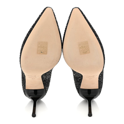 Jimmy Choo Coarse Glitter Pointy Toe Romy 85 Pumps 37 Black 5 of 7