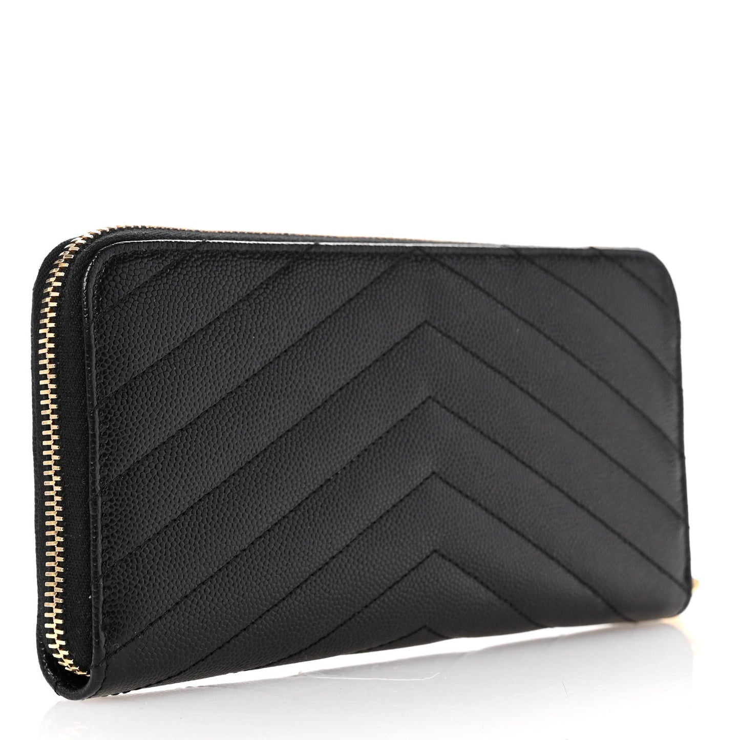 Grain De Poudre Matelasse Chevron Monogram Zip Around Wallet Black