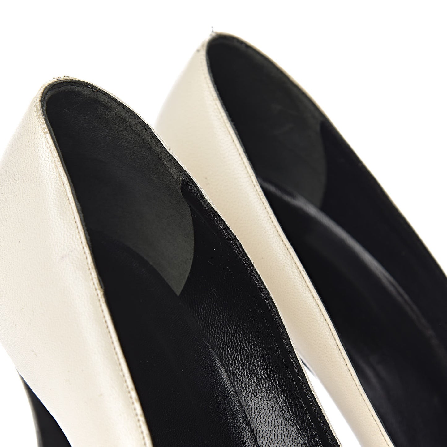 Lambskin Cap Toe Pumps 38 White Black