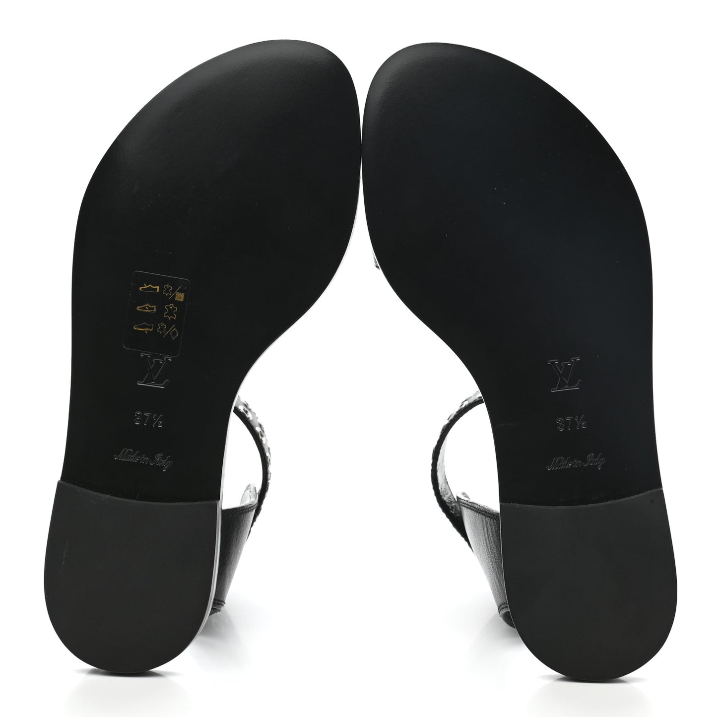 Calfskin Monogram Passenger Flat Sandals 37.5 Black