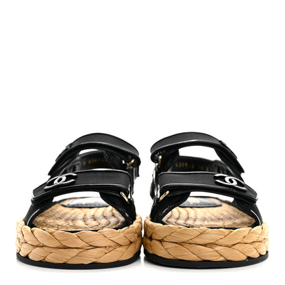 Chanel Mesh Patent Calfskin Velcro Dad Sandals 38 Black 3 of 10