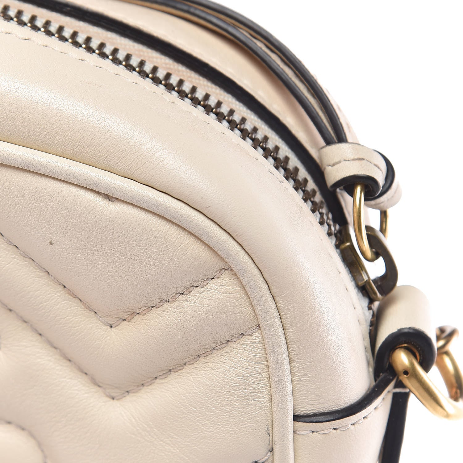 Gucci Calfskin Matelasse Mini GG Marmont Chain Shoulder Bag White 11 of 12