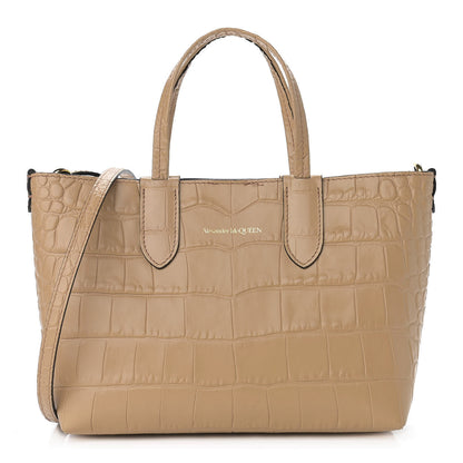 Alexander McQueen Calfskin Crocodile Embossed Mini Shopper Camel 1 of 11
