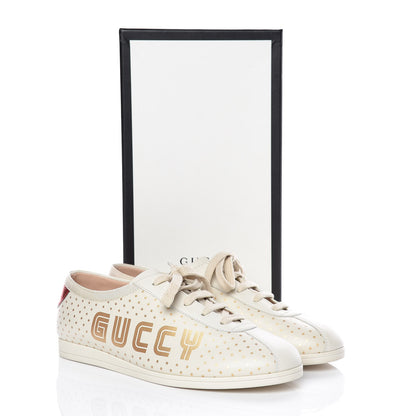 Gucci X SEGA Calfskin GUCCY Stars Womens Falacer Sneakers 38.5 White 13 of 13