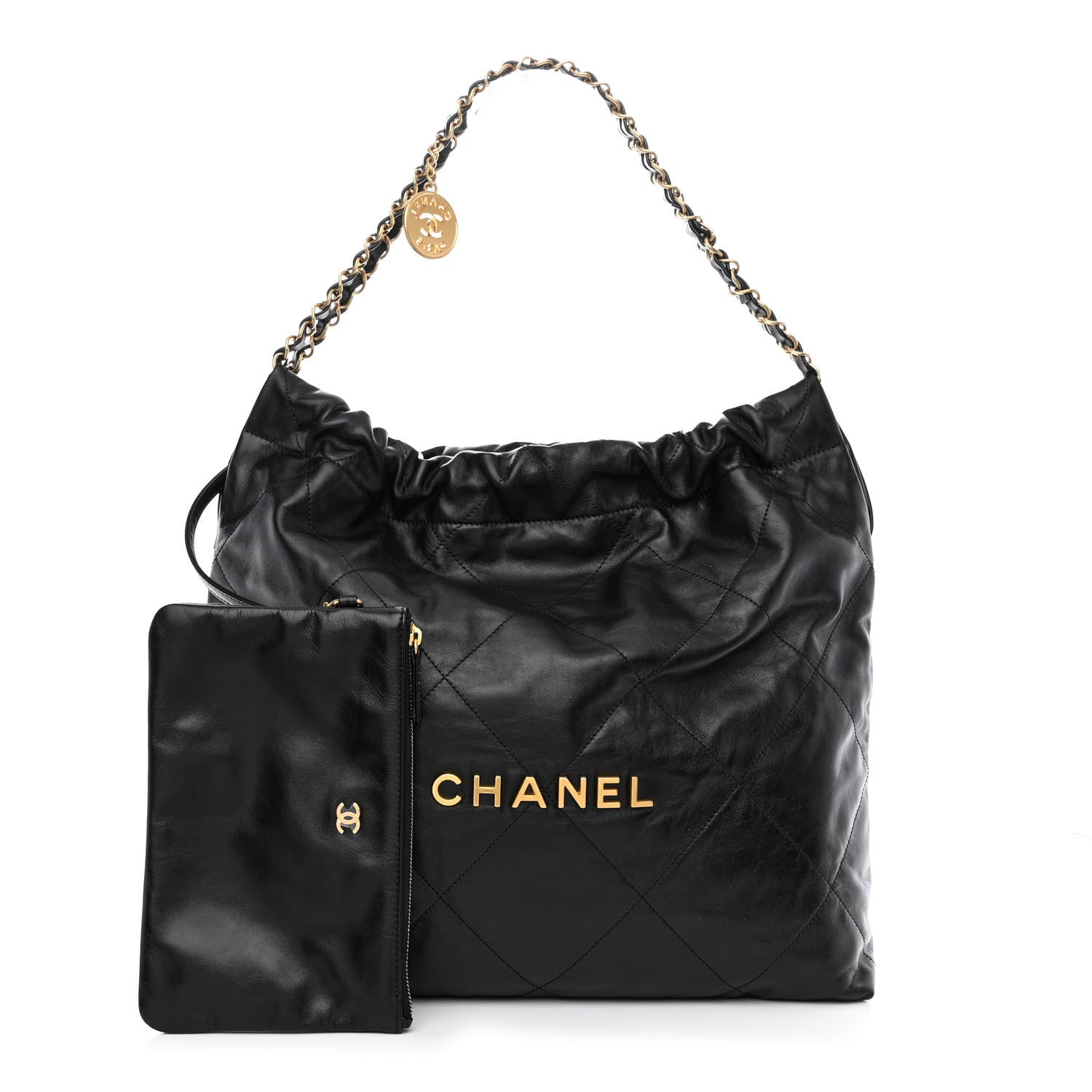 Chanel Shiny Calfskin Quilted Chanel 22 Black 1 of 15