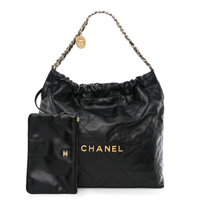 Chanel Shiny Calfskin Quilted Chanel 22 Black 1 of 15
