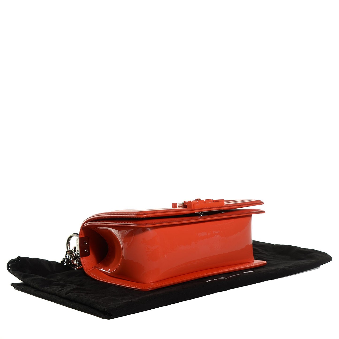 Patent Quilted Small Boy Flap Plexiglass Orange