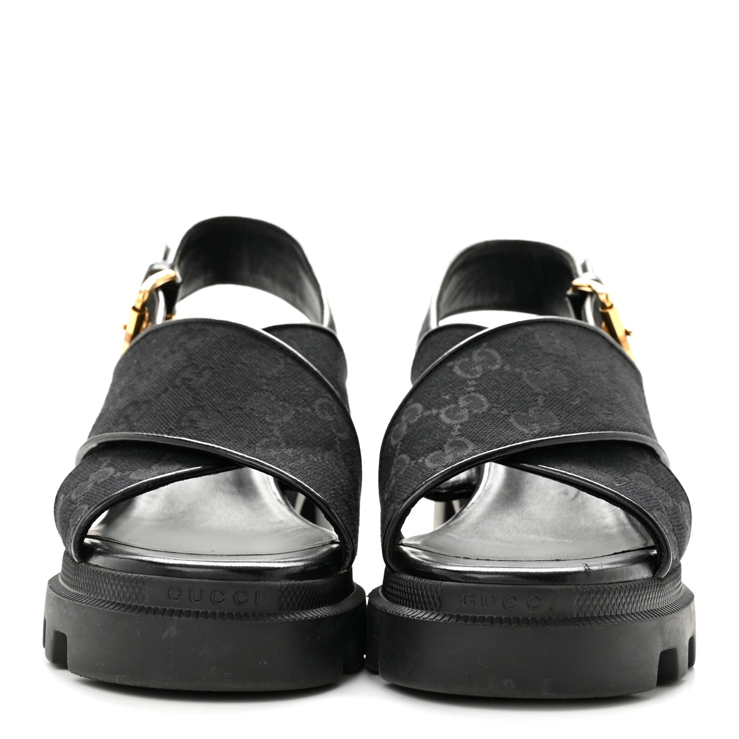 Gucci Monogram Granada Kid Trip 40/72mm Lug Sole Sandals 38.5 Black 3 of 11