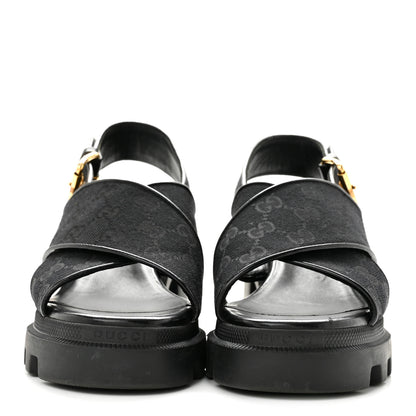 Gucci Monogram Granada Kid Trip 40/72mm Lug Sole Sandals 38.5 Black 3 of 11