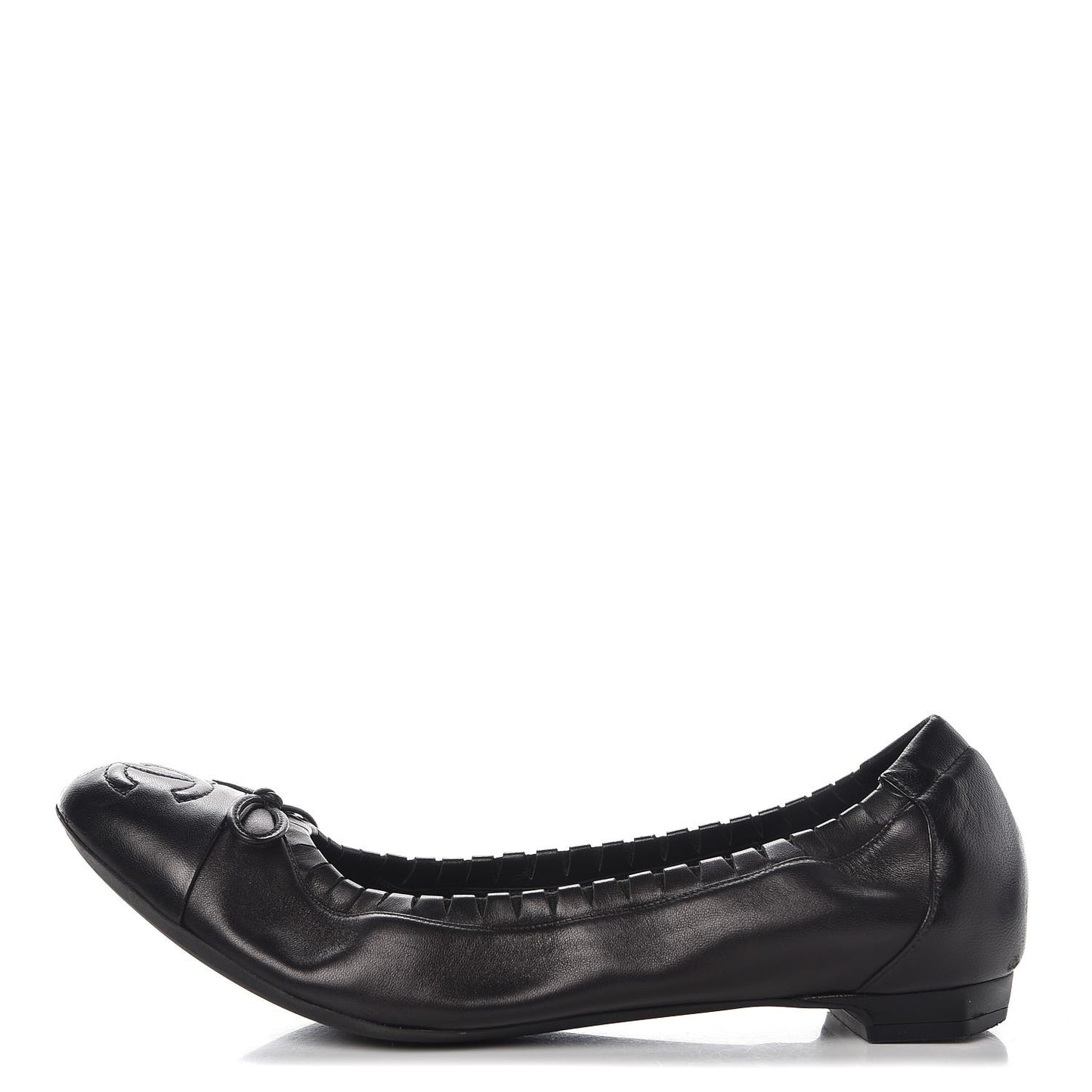 Lambskin CC Elastic Cap Toe Ballerina Flats 38 Black
