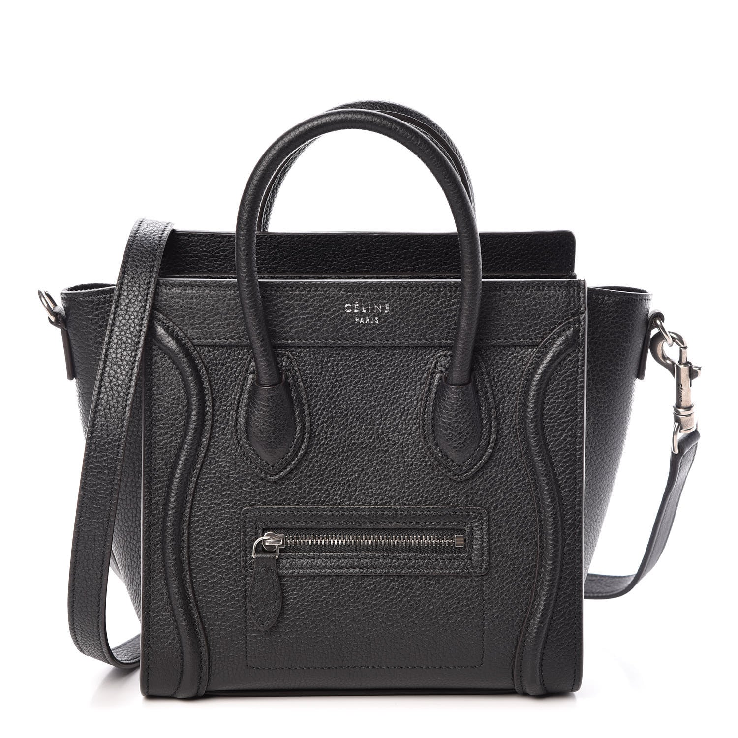 Celine Drummed Calfskin Nano Luggage Black 1 of 9